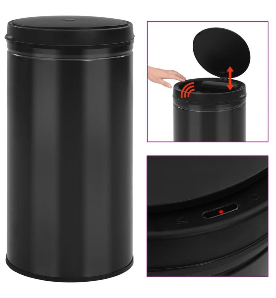 Automatischer Sensor-Mülleimer 60 L Kohlenstoffstahl Schwarz