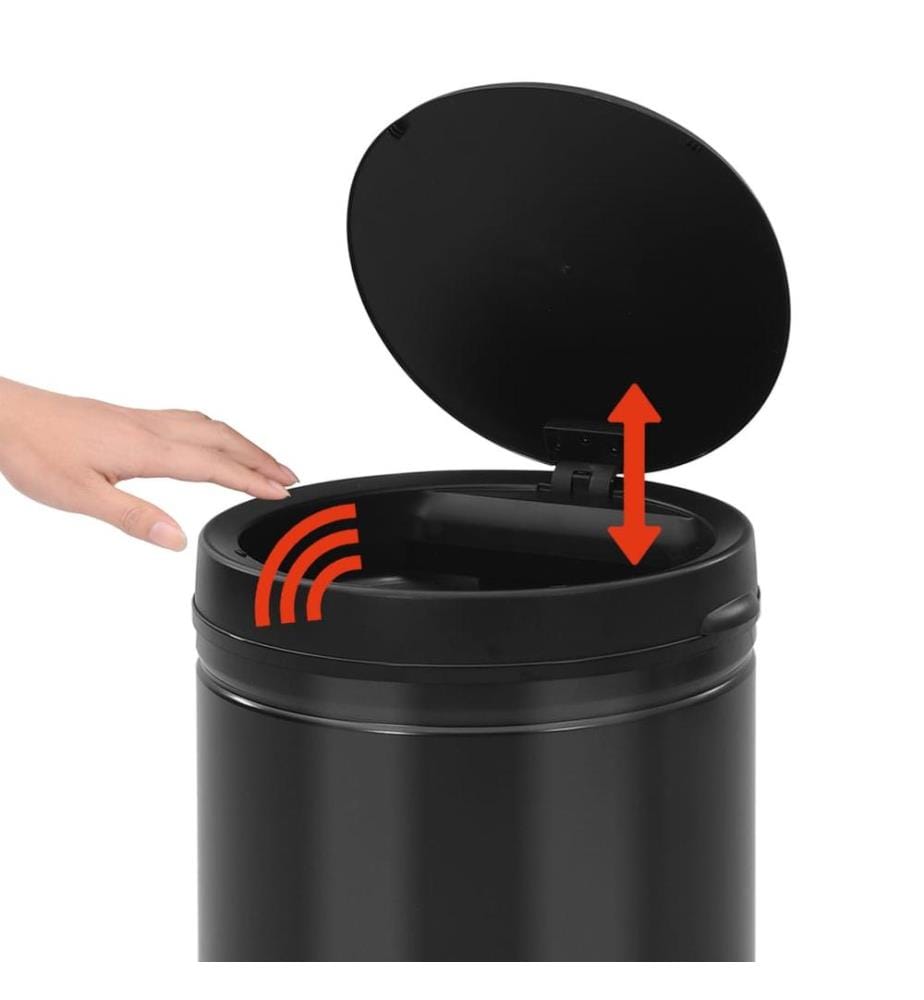 Automatischer Sensor-Mülleimer 60 L Kohlenstoffstahl Schwarz