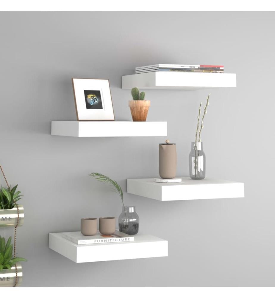 Schweberegale 4 Stk. Weiss 23x23,5x3,8 cm MDF