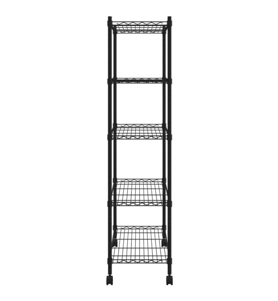 Étagère de rangement 5 niveaux roues 75x35x155 cm Noir 250 kg