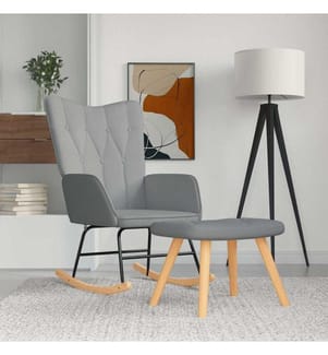 Chaise à bascule avec tabouret Gris clair Tissu