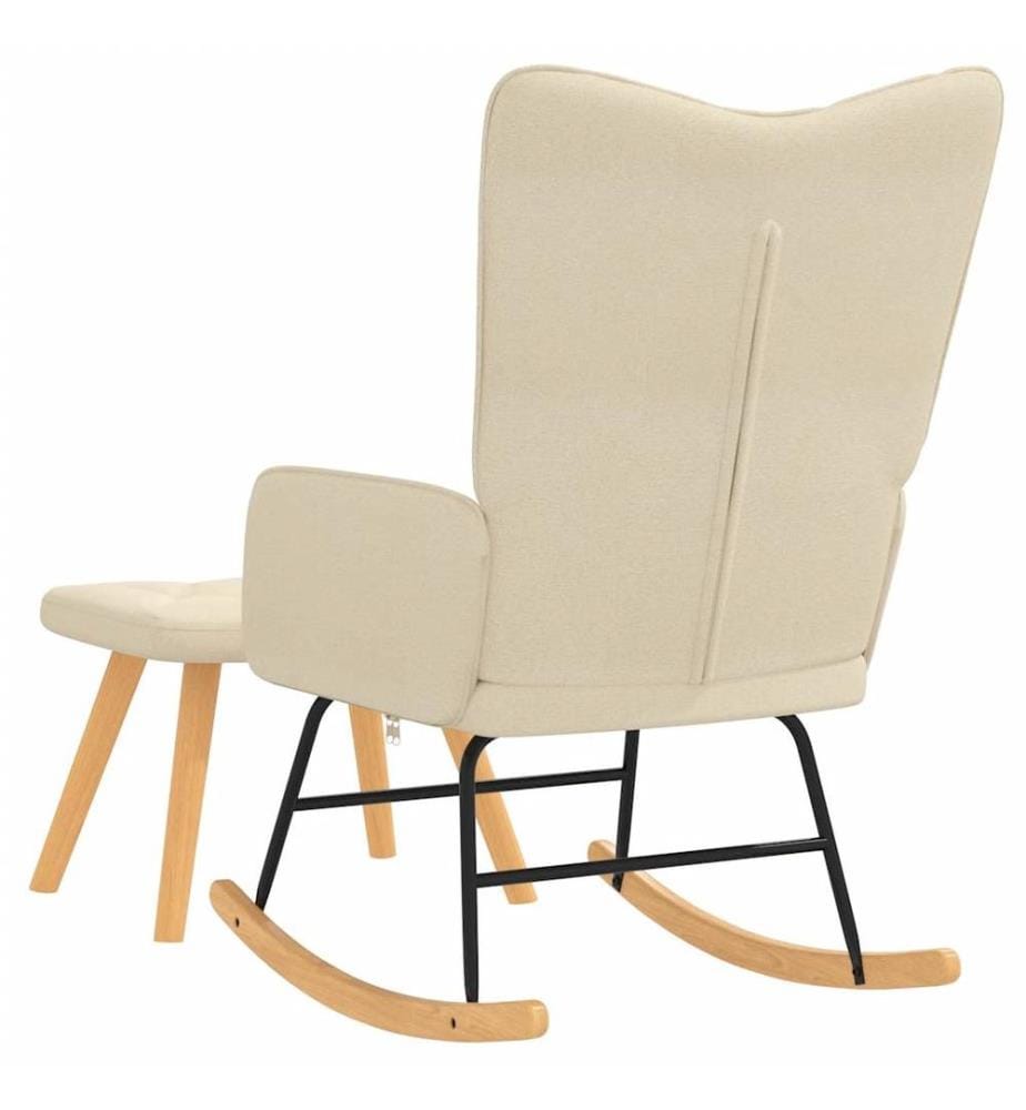 Schaukelsessel mit Hocker Creme Stoff