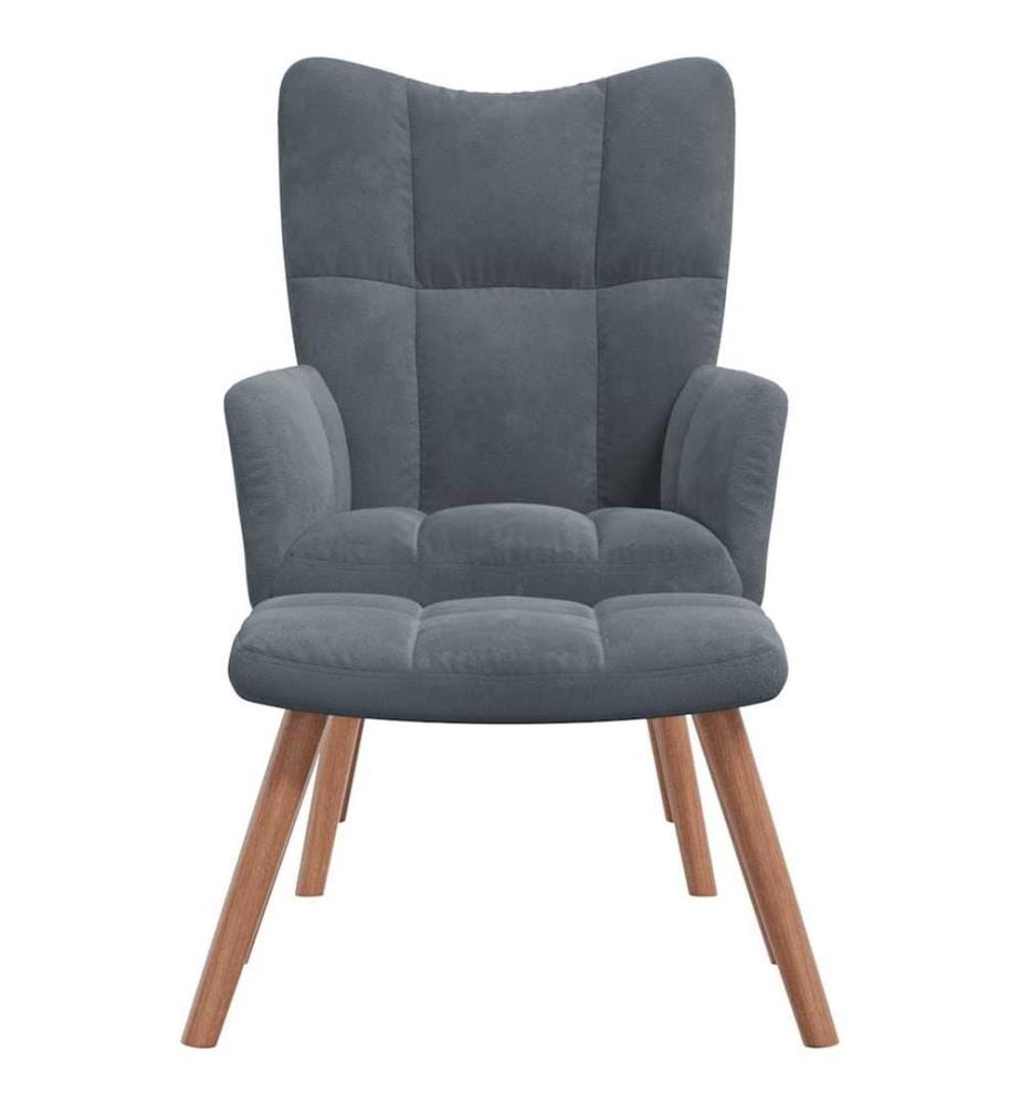 Relaxsessel mit Hocker Dunkelgrau Samt
