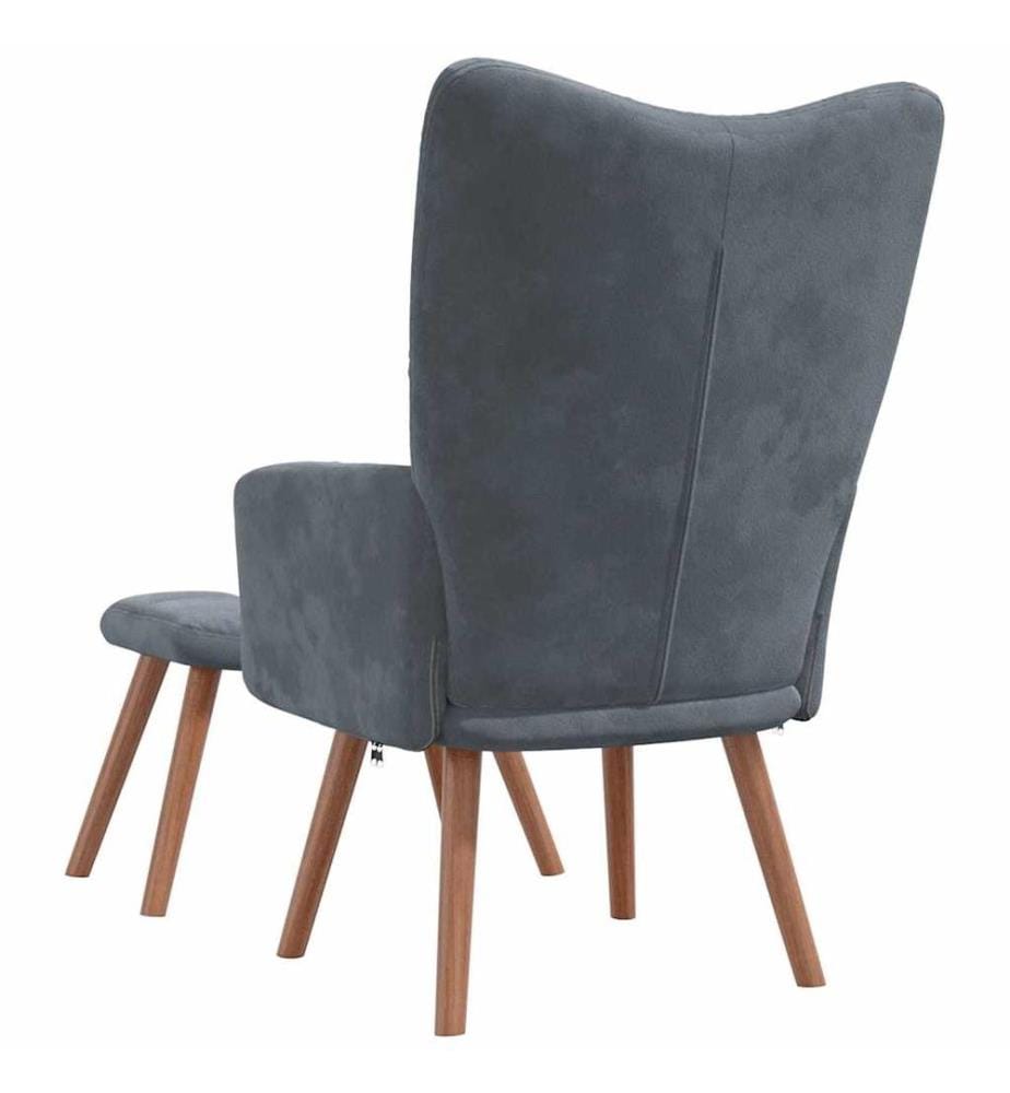 Relaxsessel mit Hocker Dunkelgrau Samt