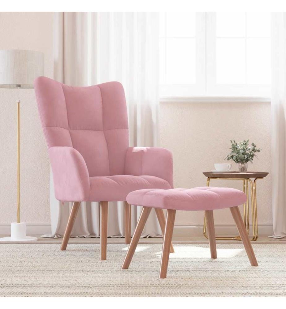 Relaxsessel mit Hocker Rosa Samt