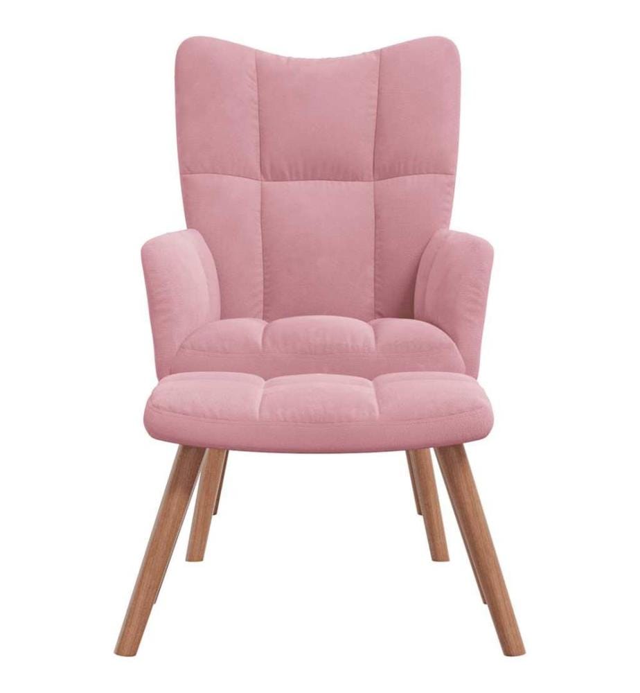 Relaxsessel mit Hocker Rosa Samt