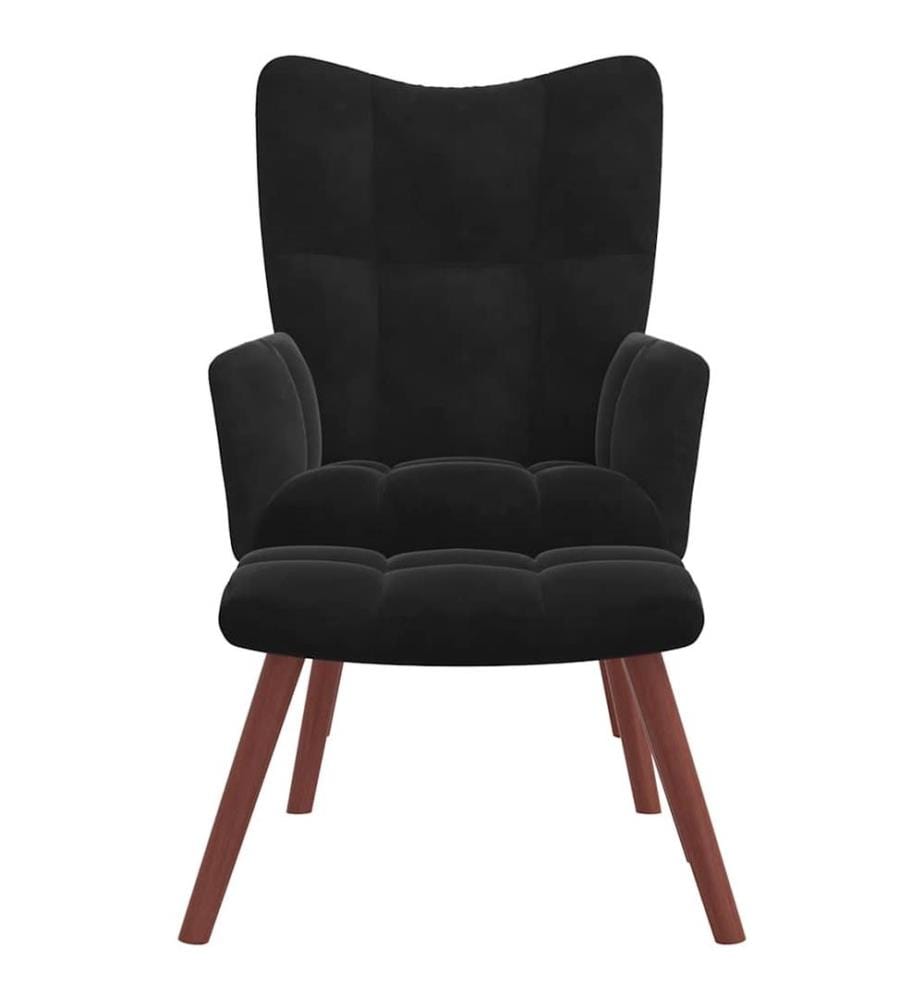 Relaxsessel mit Hocker Schwarz Samt