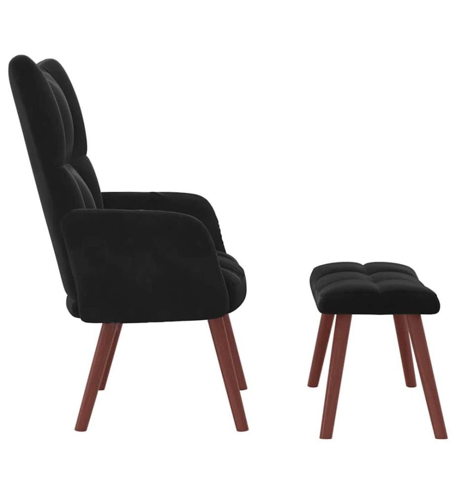 Relaxsessel mit Hocker Schwarz Samt