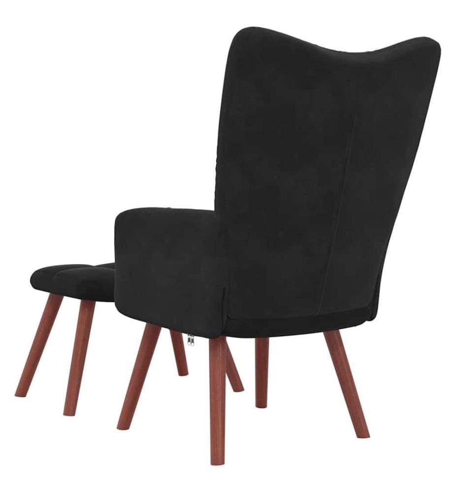 Relaxsessel mit Hocker Schwarz Samt