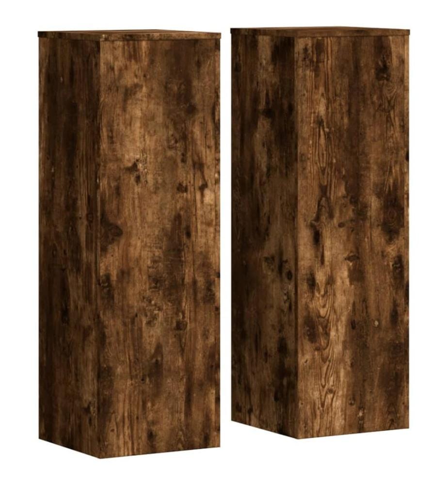 Pflanzenständer 2 Stk. Räuchereiche 33x33x100 cm Holzwerkstoff
