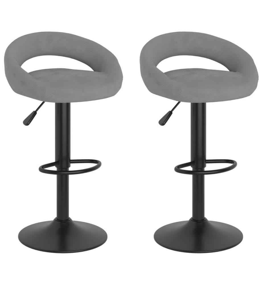 Barhocker 2 Stk. Hellgrau Samt