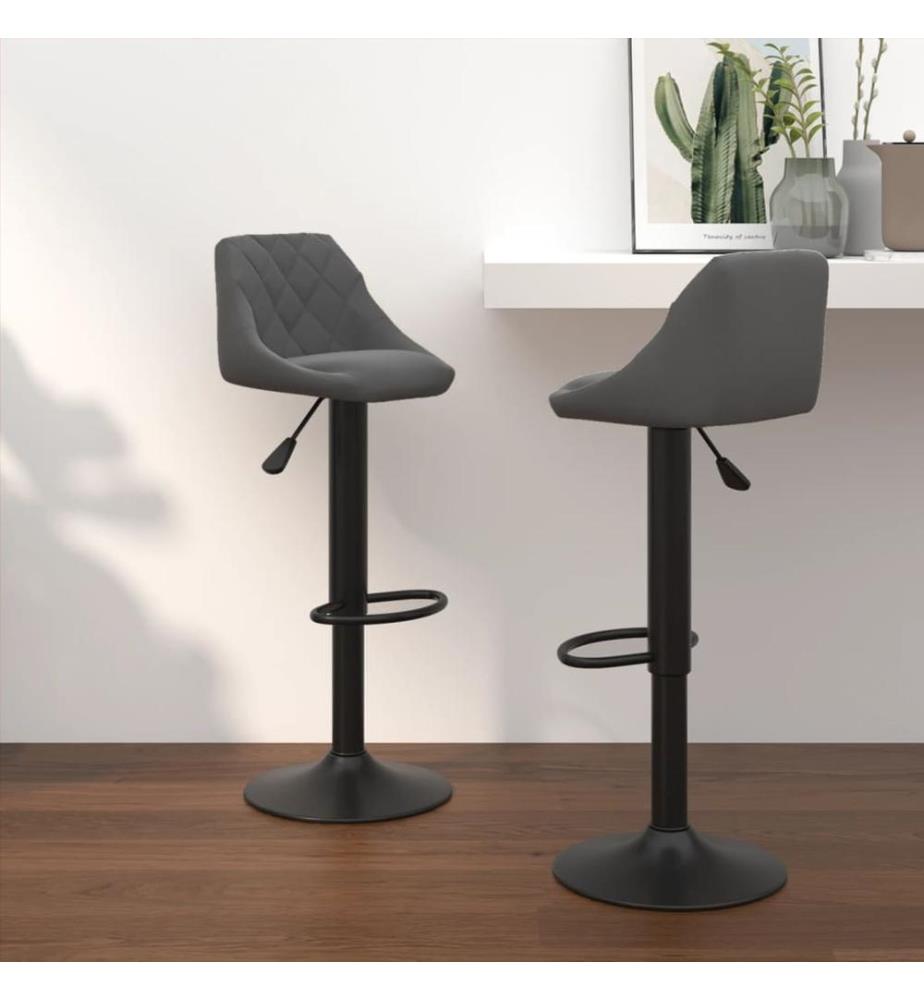 Barhocker 2 Stk. Dunkelgrau Samt