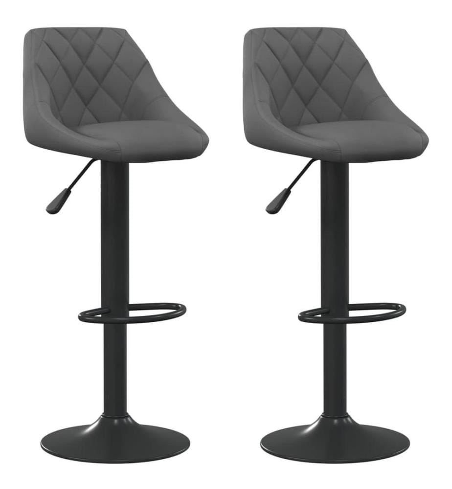 Barhocker 2 Stk. Dunkelgrau Samt