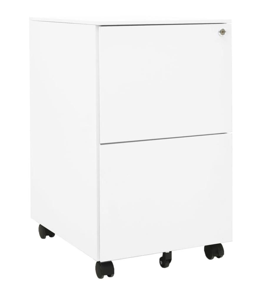 Aktenschrank mit Rollen Weiss 39x45x67 cm Stahl