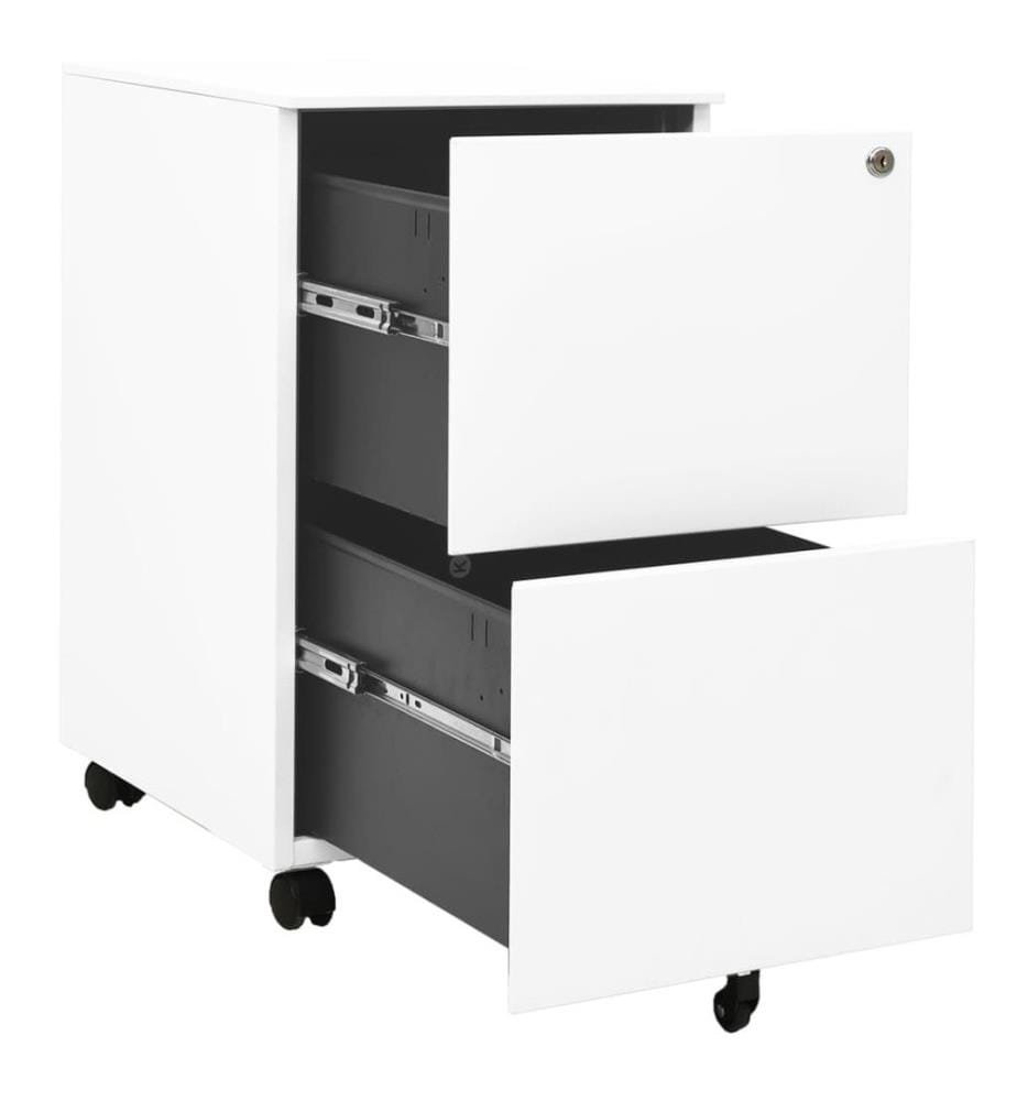 Aktenschrank mit Rollen Weiss 39x45x67 cm Stahl