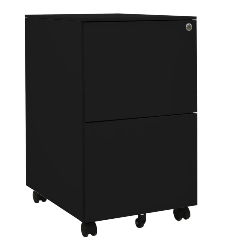 Aktenschrank mit Rollen Schwarz 39x45x67 cm Stahl