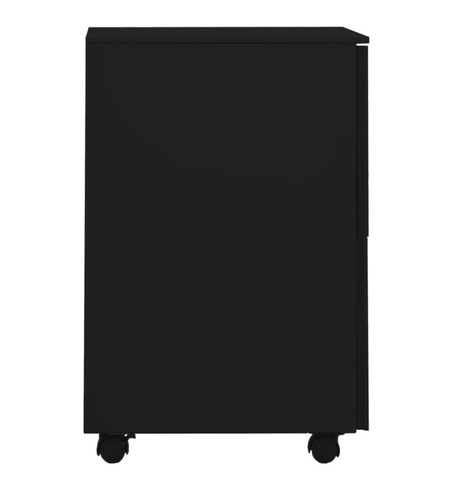Aktenschrank mit Rollen Schwarz 39x45x67 cm Stahl