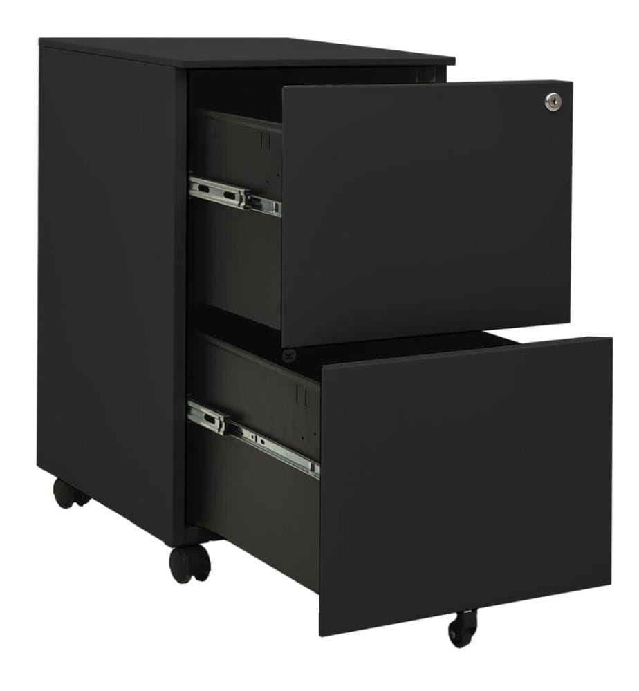 Aktenschrank mit Rollen Anthrazit 39x45x67 cm Stahl