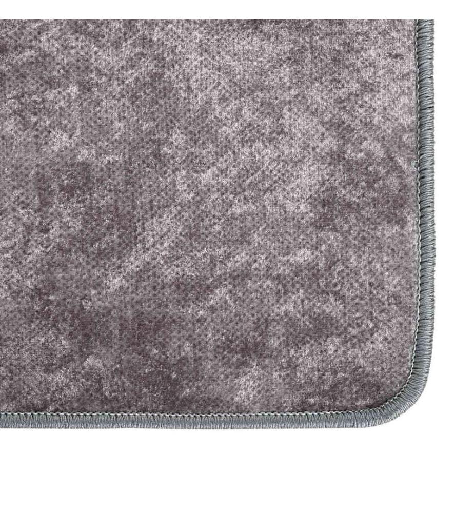 Teppich Waschbar Grau 120x180 cm Rutschfest