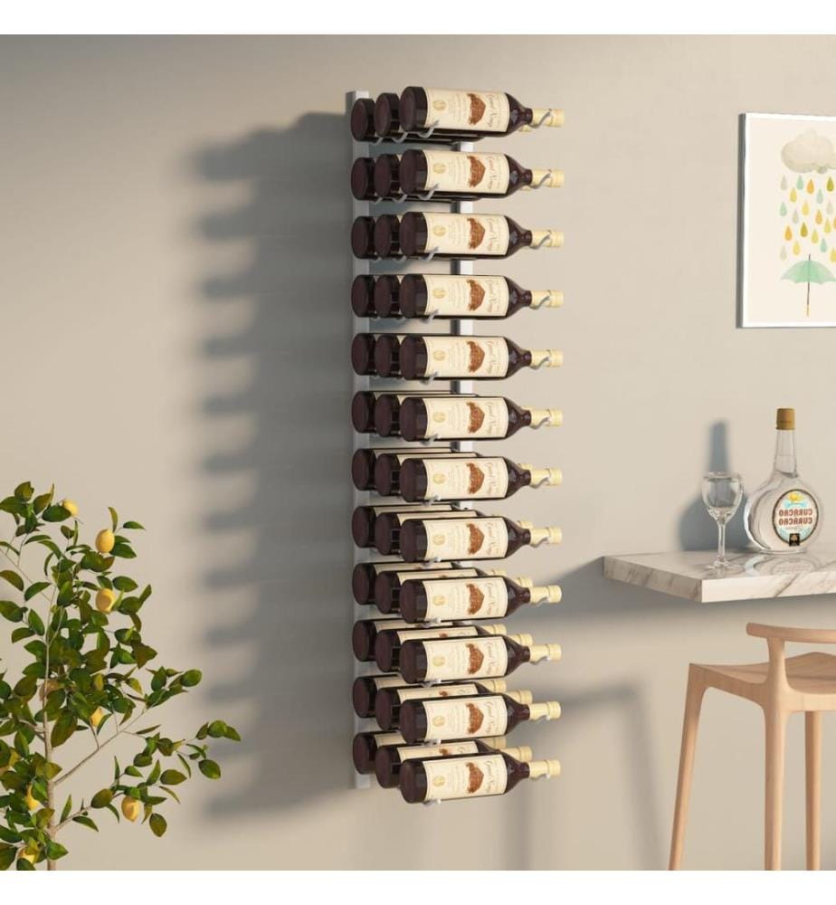 Wand-Weinregal für 36 Flaschen Weiss Eisen
