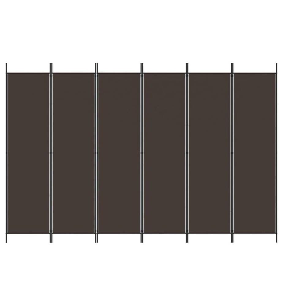 6-tlg. Paravent Braun 300x200 cm Stoff