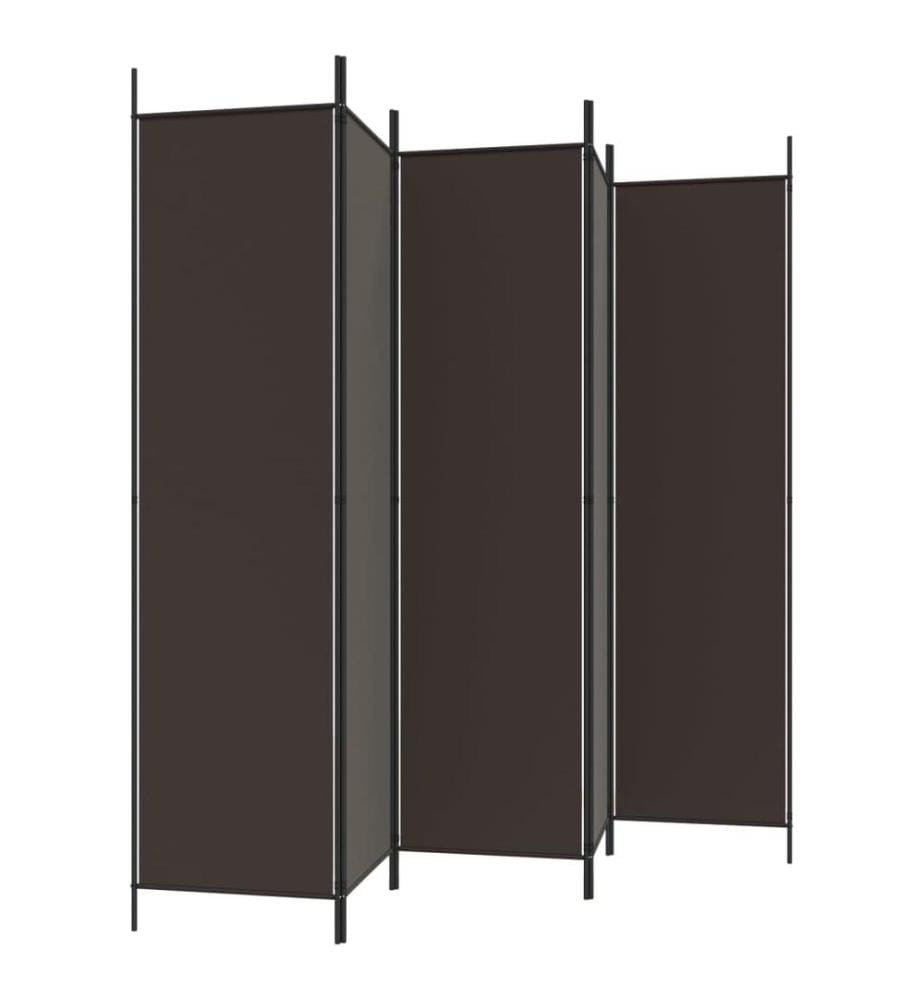 6-tlg. Paravent Braun 300x200 cm Stoff