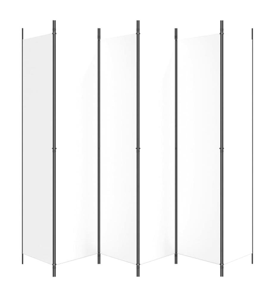 6-tlg. Paravent Weiss 300x220 cm Stoff
