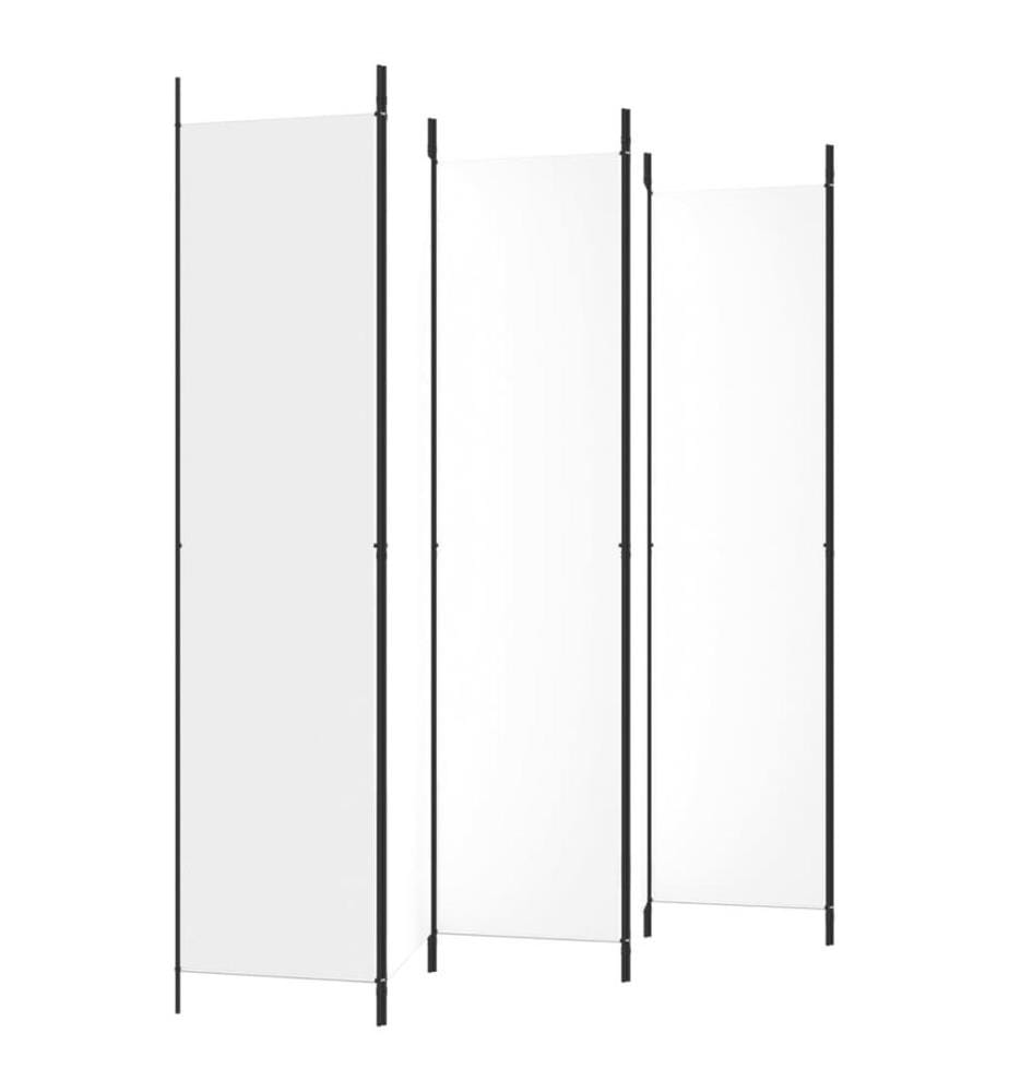 6-tlg. Paravent Weiss 300x220 cm Stoff