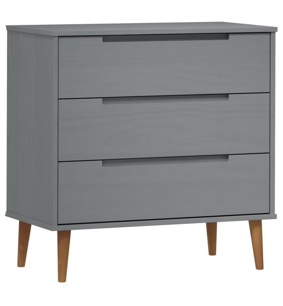 Commode MOLDE Gris 80x40x80 cm Bois de pin massif