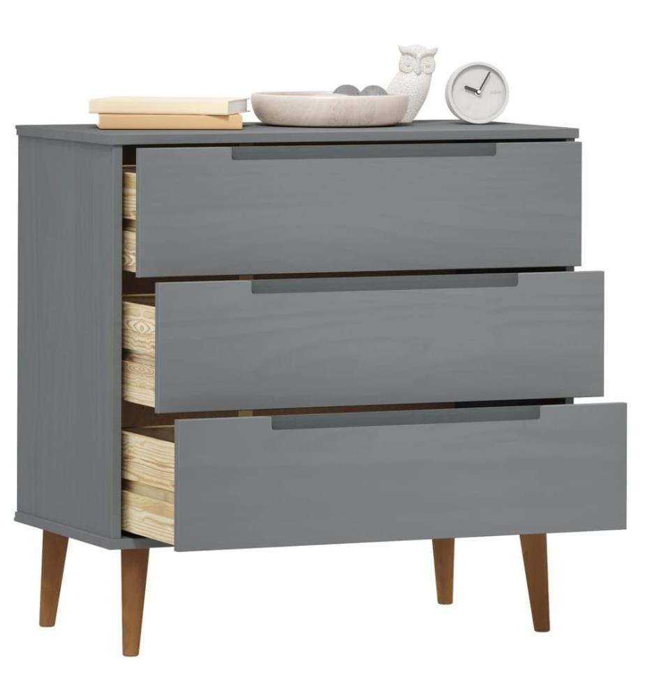 Commode MOLDE Gris 80x40x80 cm Bois de pin massif