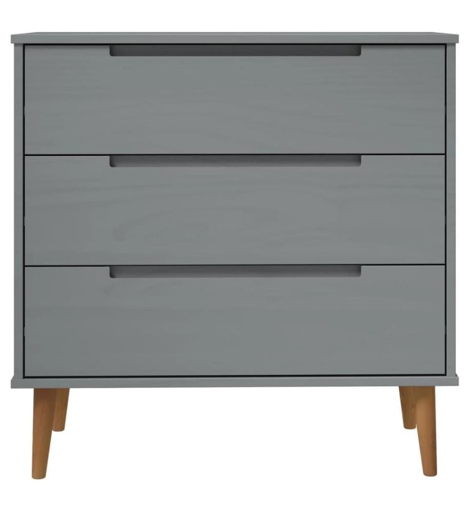 Commode MOLDE Gris 80x40x80 cm Bois de pin massif
