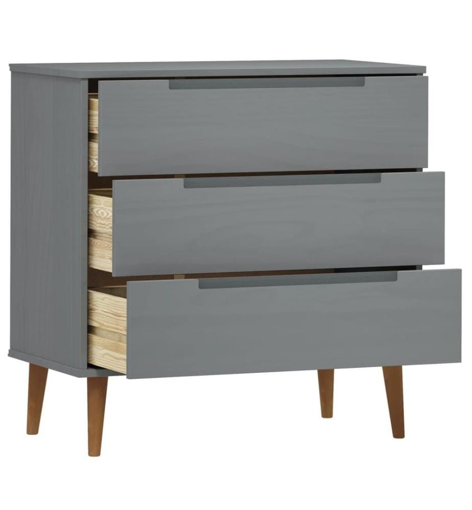 Commode MOLDE Gris 80x40x80 cm Bois de pin massif