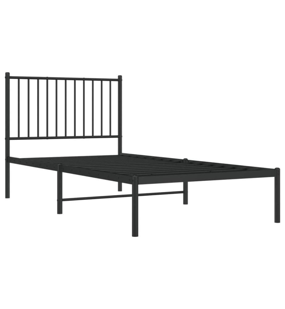 Bettgestell mit Kopfteil Metall Schwarz 90x190 cm