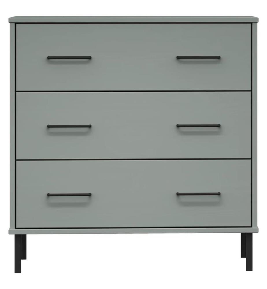 Sideboard OSLO mit 3 Schubladen Grau 77x40x79,5 cm Massivholz