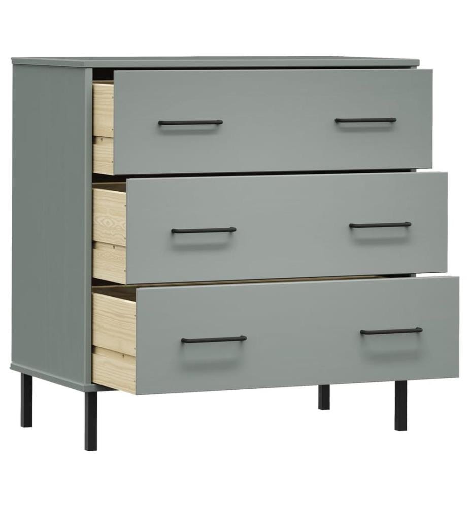 Sideboard OSLO mit 3 Schubladen Grau 77x40x79,5 cm Massivholz