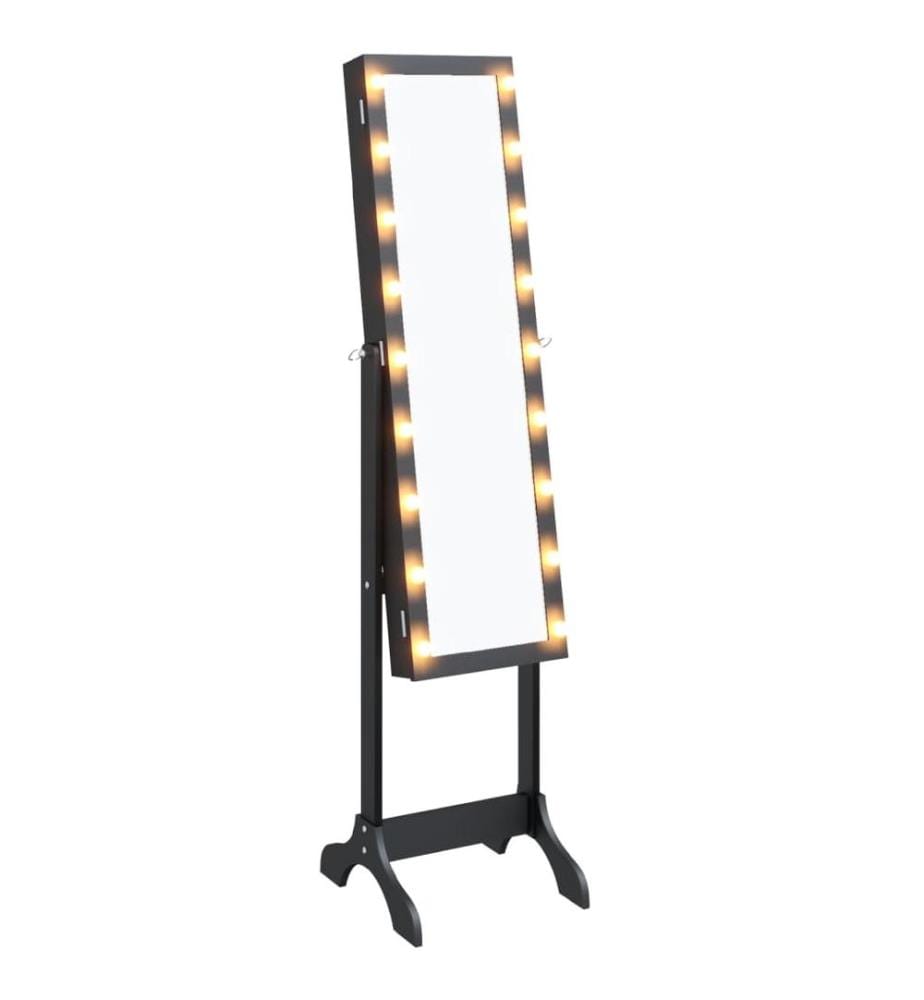 Standspiegel mit LED Schwarz 34x37x146 cm