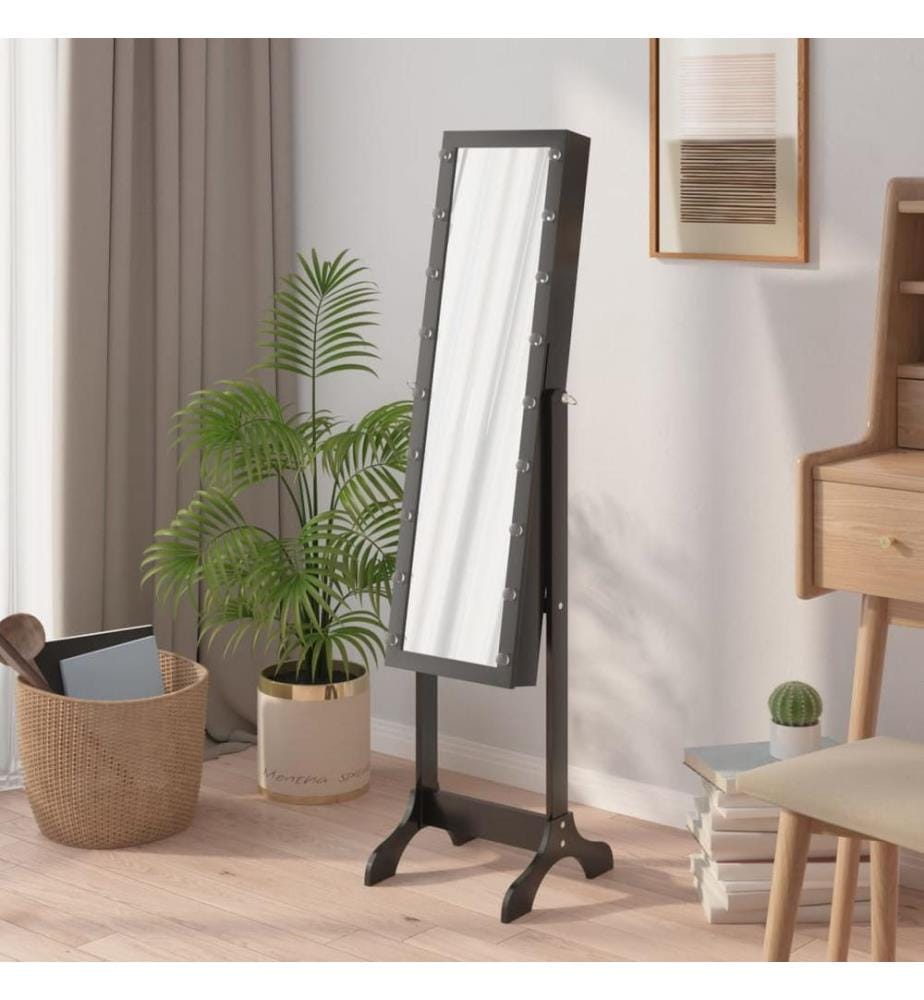 Standspiegel mit LED Schwarz 34x37x146 cm