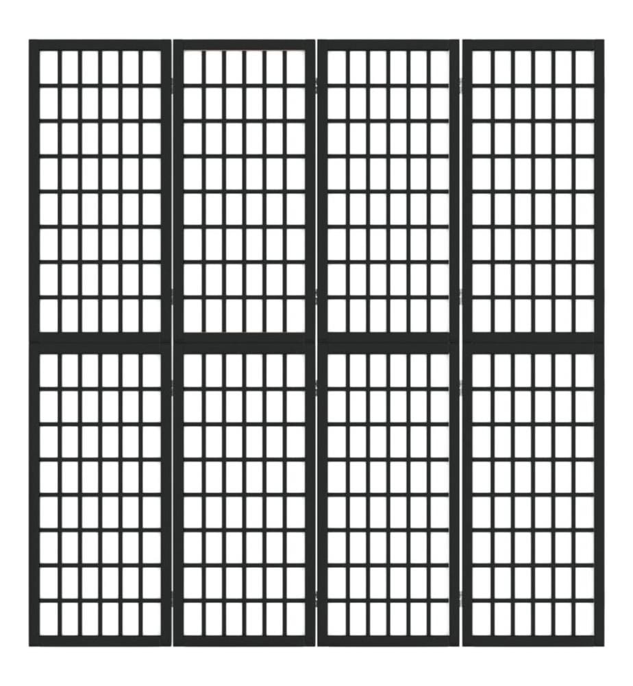 Cloison de séparation pliable 4 panneaux 160x170 cm Noir