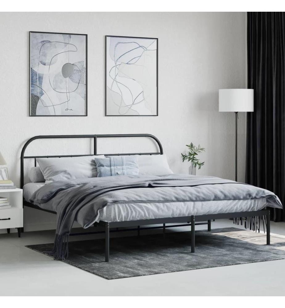 Bettgestell mit Kopfteil Metall Schwarz 180x200 cm
