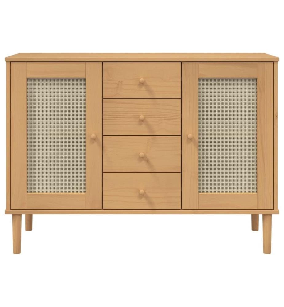 Sideboard SENJA Rattan-Optik Braun 112x40x80 cm Kiefernholz