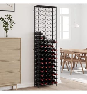 Weinregal für 95 Flaschen Schwarz 54x18x200 cm Schmiedeeisen