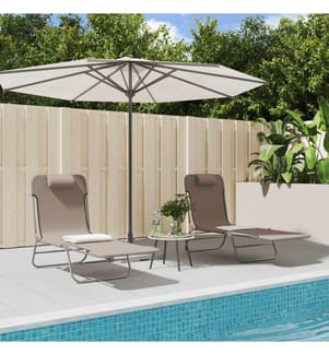 Chaises longues pliables lot de 2 marron textilène et acier