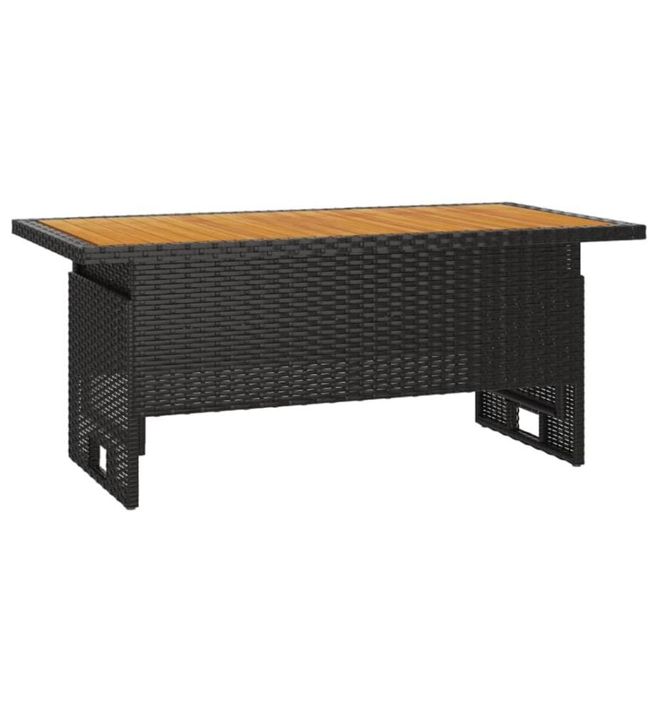 Table de jardin noir 100x50x43/63 cm acacia et résine tressée