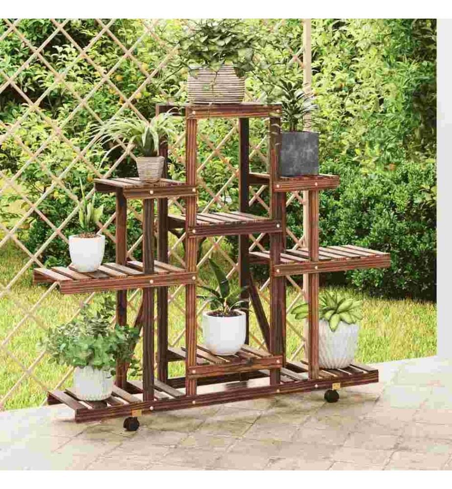 Blumenständer mit Rollen 110x25x101 cm Massivholz Tanne