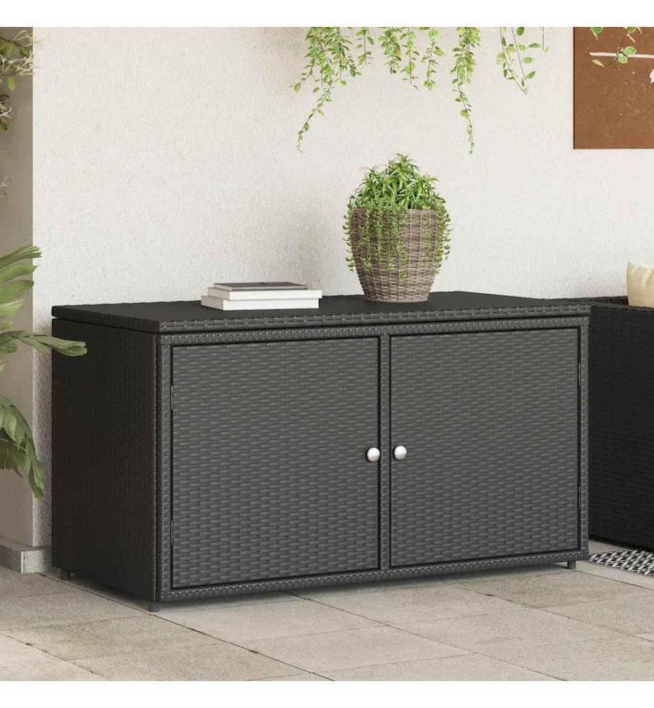 Gartenschrank Schwarz 110x55x60,5 cm Poly Rattan