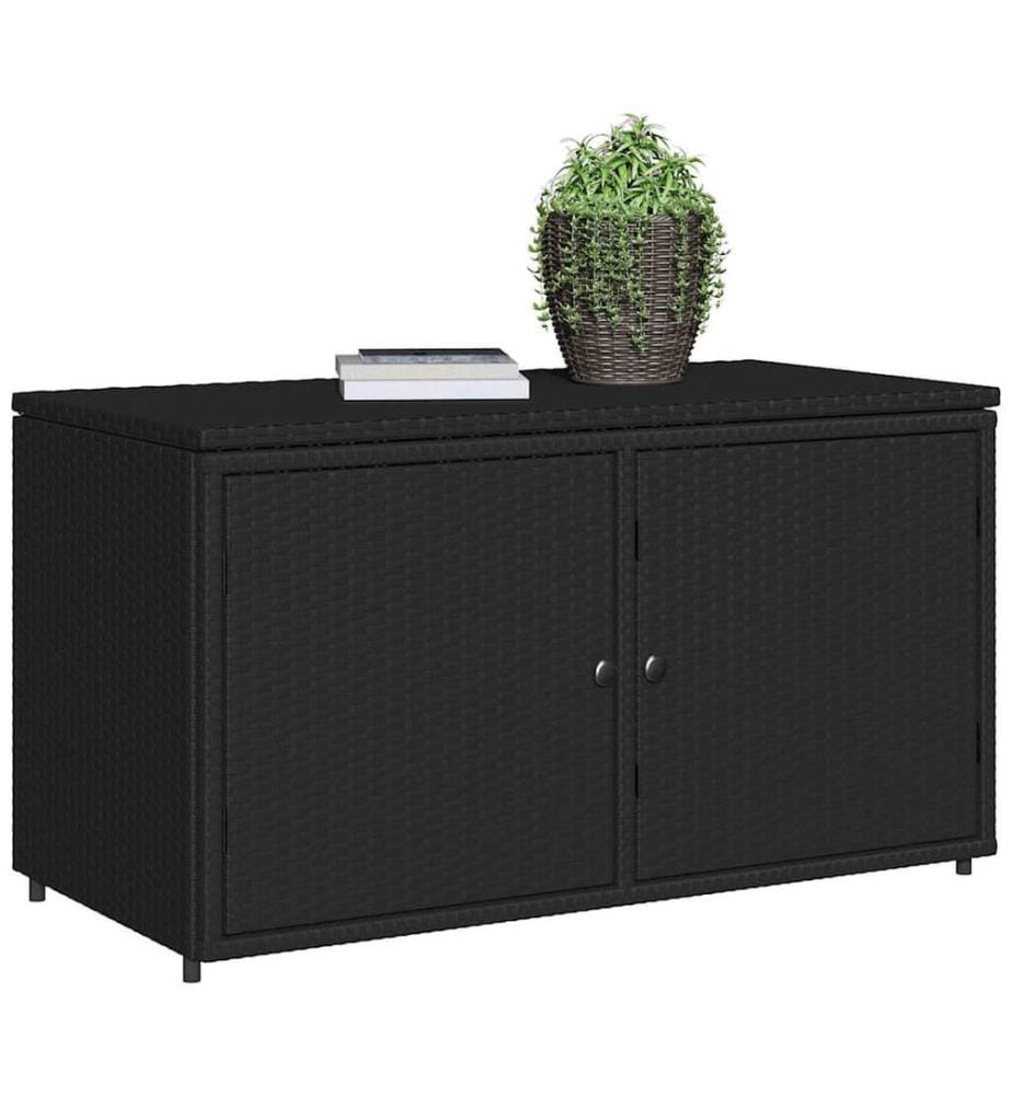 Gartenschrank Schwarz 110x55x60,5 cm Poly Rattan