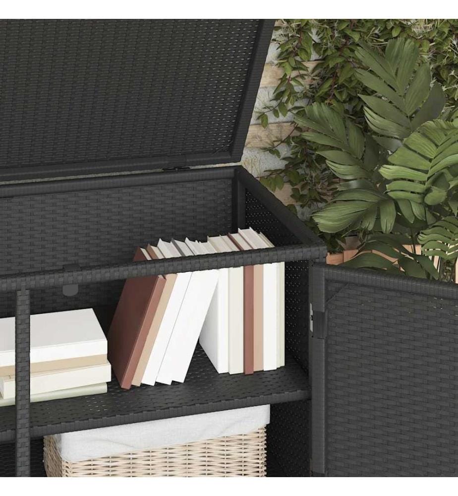 Gartenschrank Schwarz 110x55x60,5 cm Poly Rattan