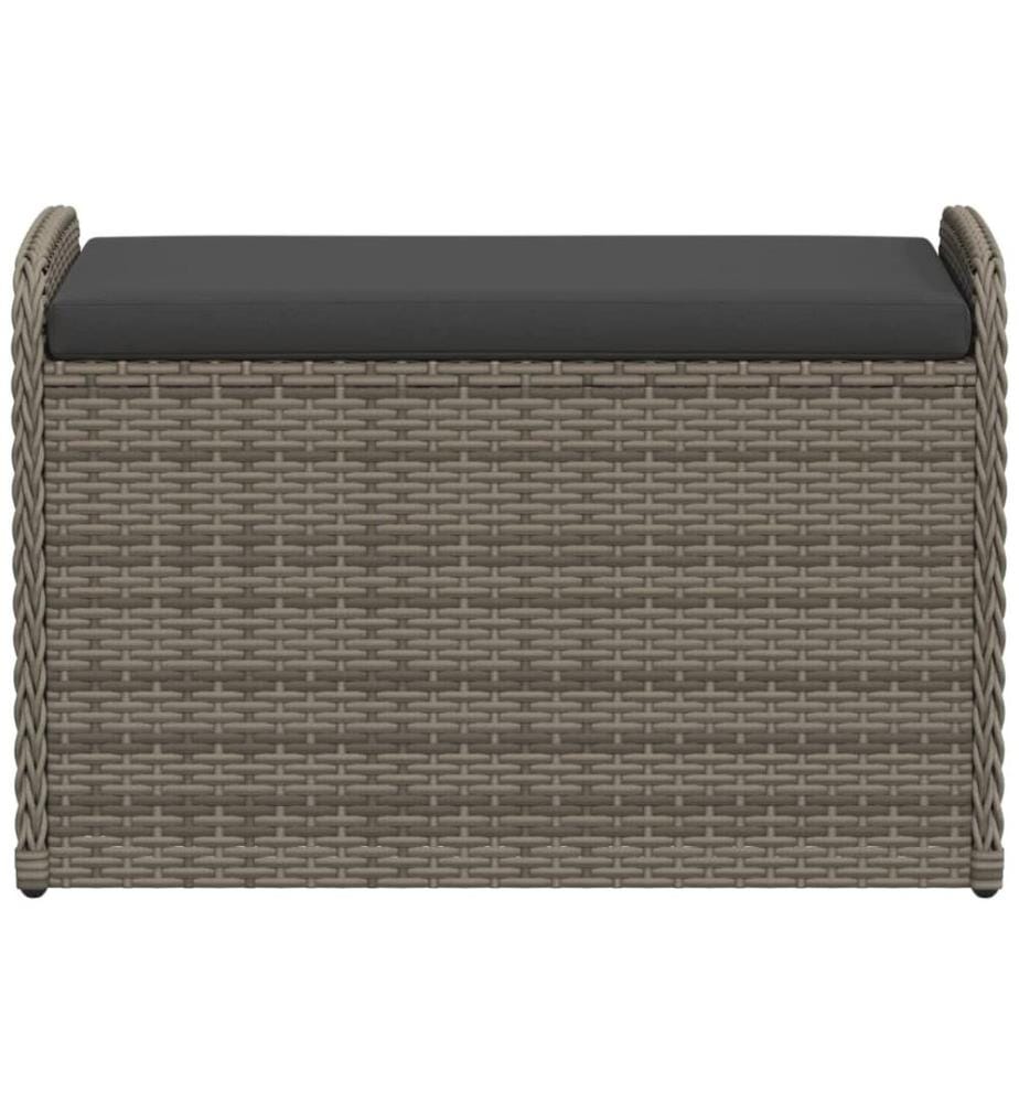 Banc de rangement avec coussin gris 80x51x52 cm résine tressée