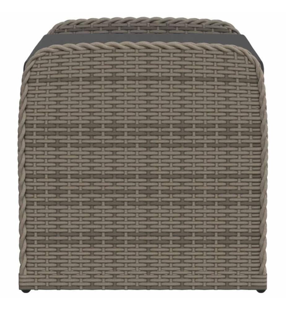 Banc de rangement avec coussin gris 80x51x52 cm résine tressée