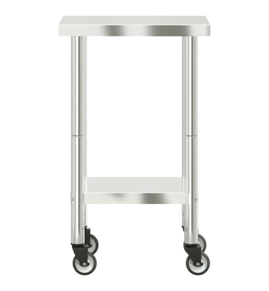 Table de travail de cuisine avec roues 55x55x85 cm inox